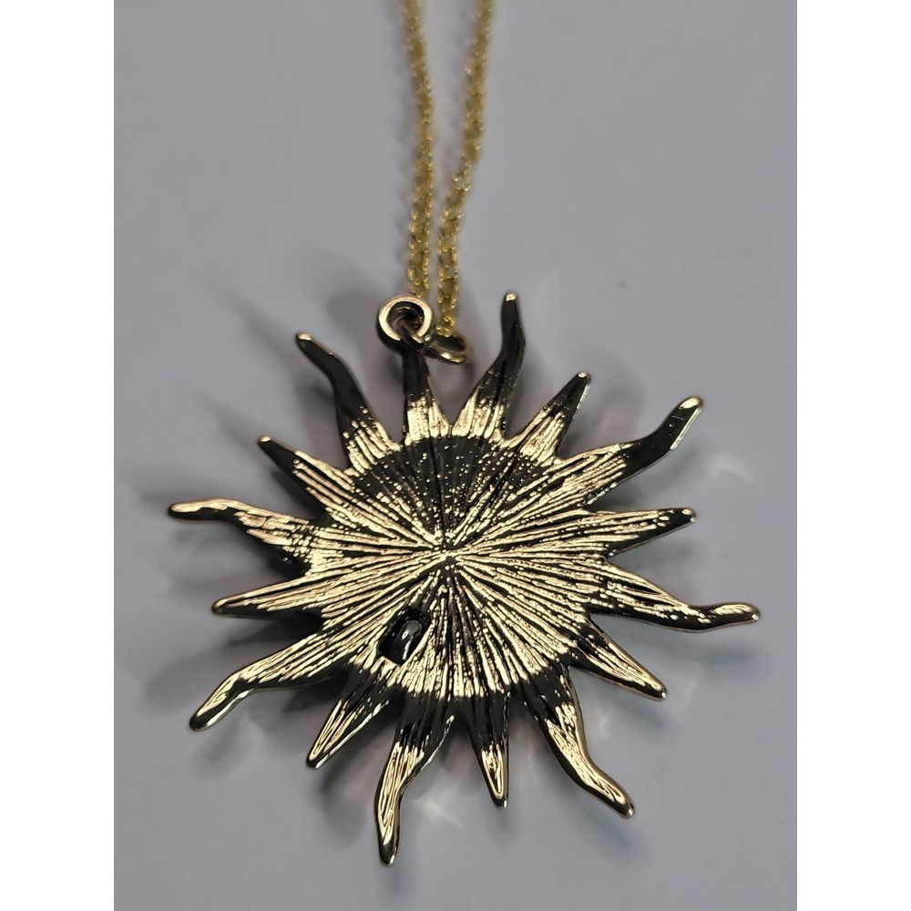 Gold Silver Tone Sun Moon Pendant Necklace Celestial Two Tone Boho Jewelry - Picture 8 of 10